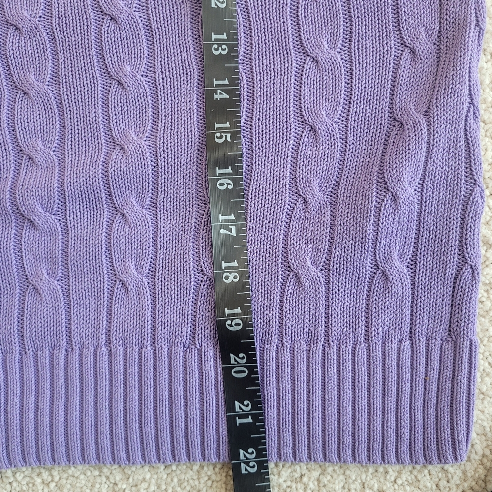 Polo Ralph Lauren Lavender Cable Knit Crewneck Women's Sweater Size L - Picture 9 of 10